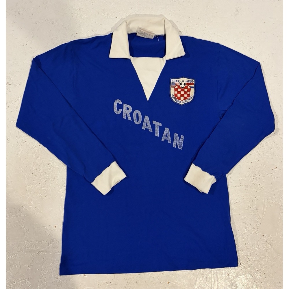 Vintage Croatia Soccer Jersey Mens M Canterbury Gold Medallion 70s Long Sleeve